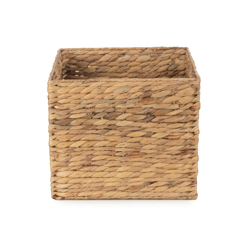 image 1 of Large Water Hyacinth Square Storage Basket | Brown | Brown | L