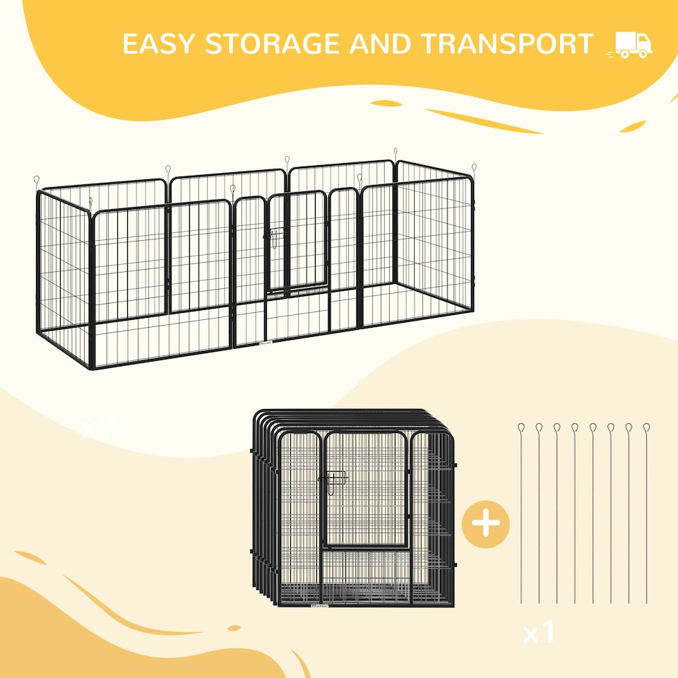 image 1 of PawHut 8 Panels Heavy Duty Puppy Play Pen for Small, Medium Dogs 79Hcm