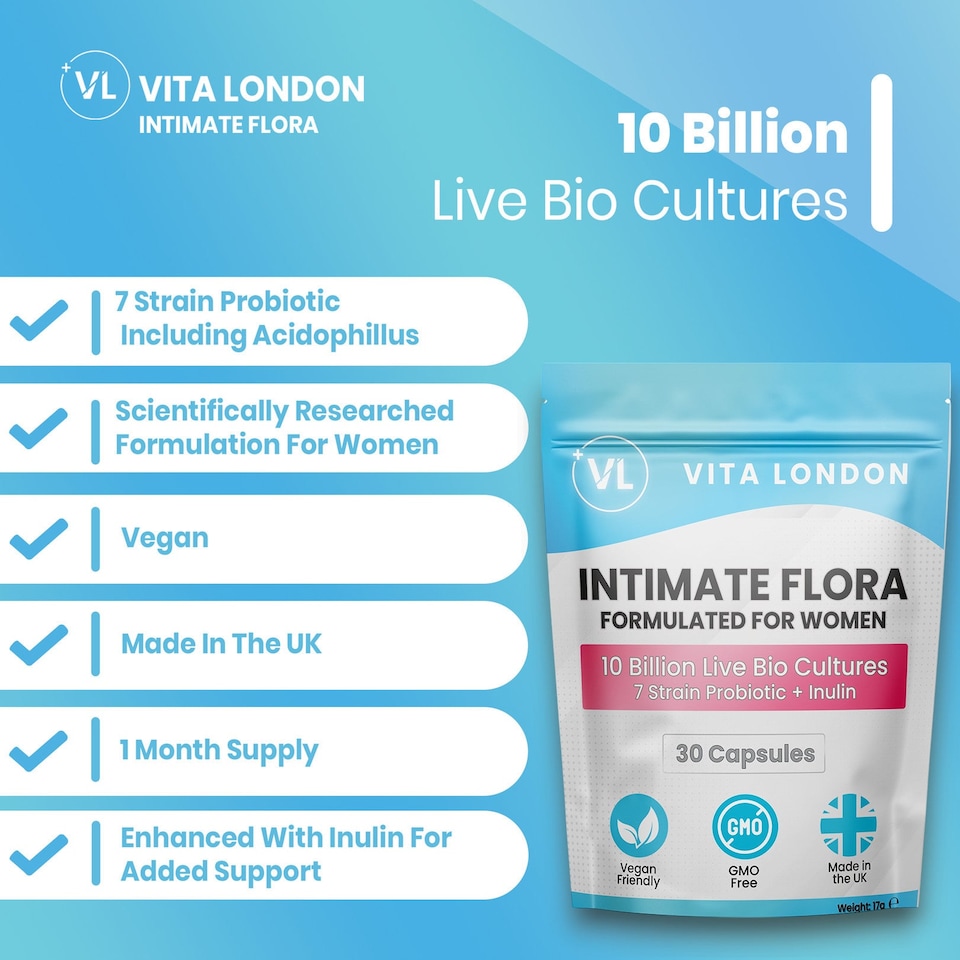 image 1 of Intimate Flora Capsules - 7 Strain Probiotics For Women - 10 Billion CFU - 30 Capsules