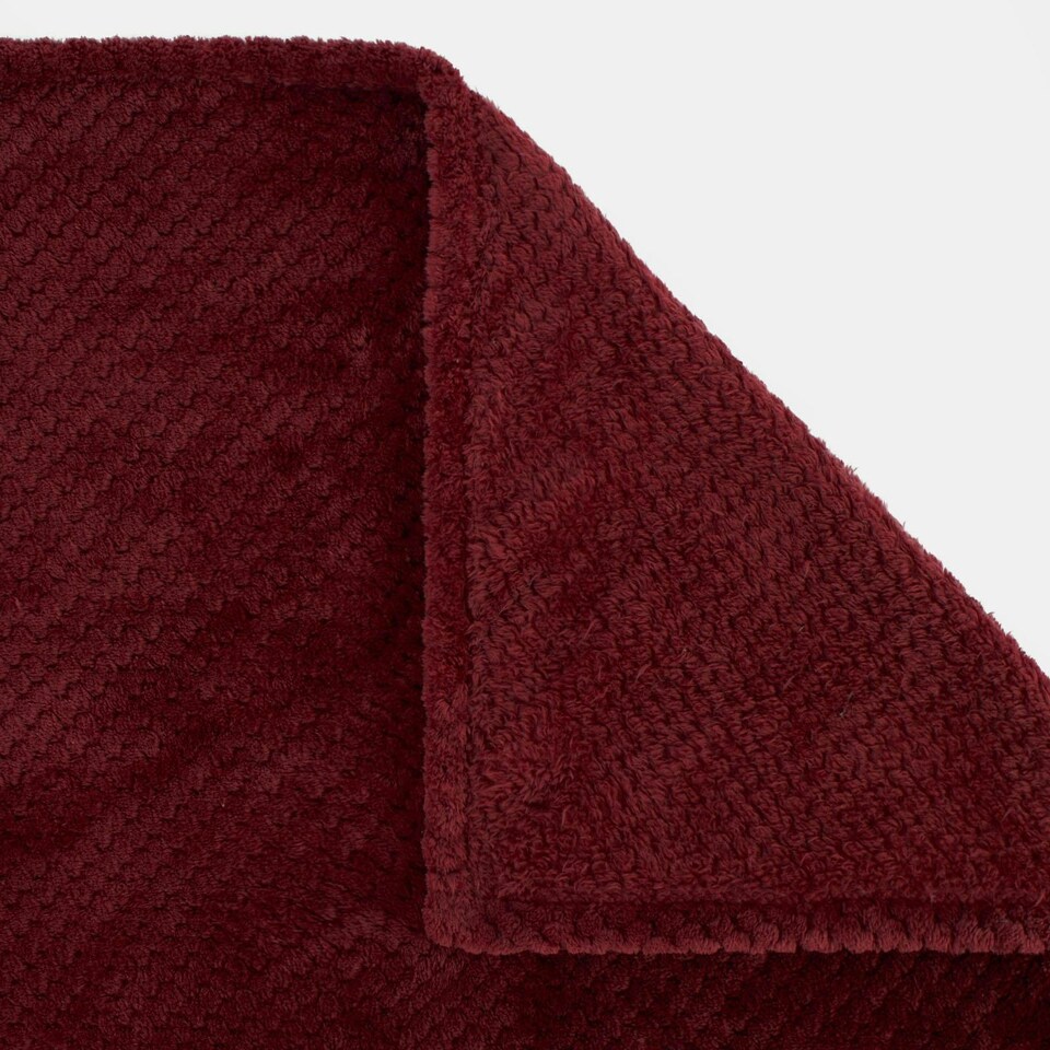 image 1 of OHS Luxury Waffle Honeycomb Mink Warm Blanket, 200x240cm - Wine Red
