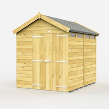 7 x 8 Feet Apex Security Shed - Double Door - Wood - L243 x W214 x H217 cm | Brown