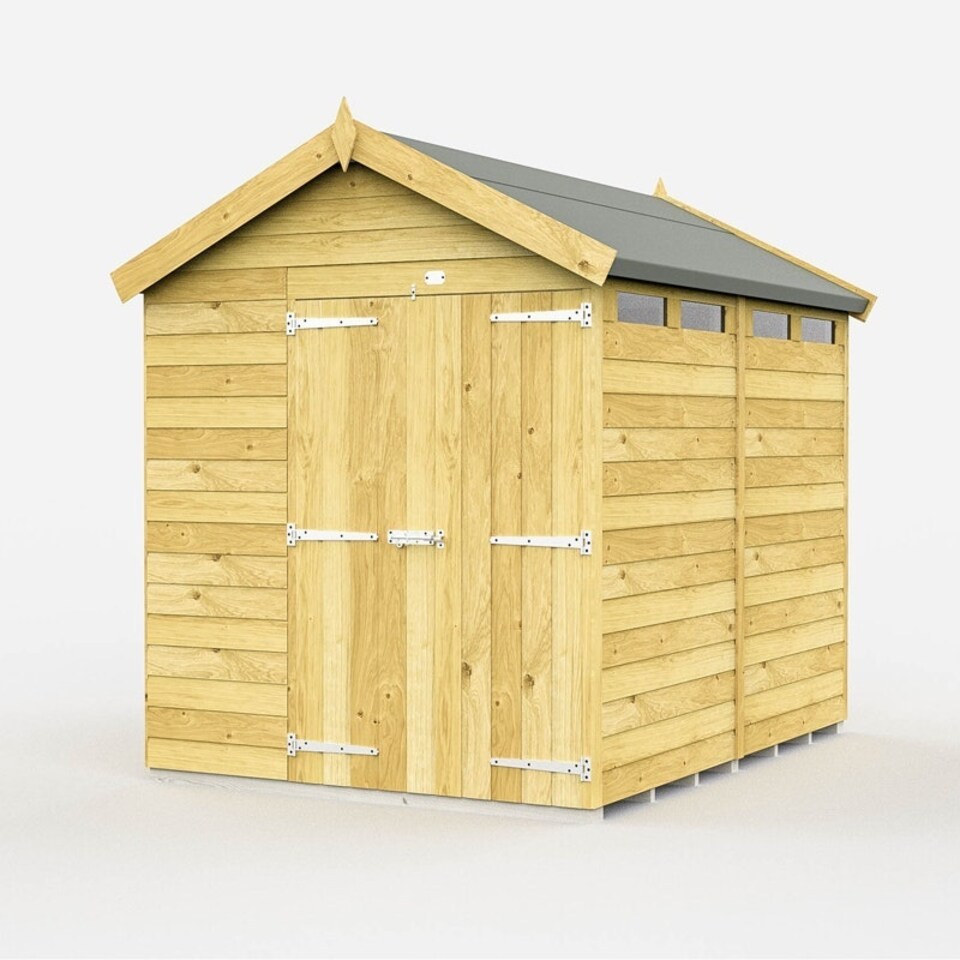 image 1 of 7 x 8 Feet Apex Security Shed - Double Door - Wood - L243 x W214 x H217 cm | Brown