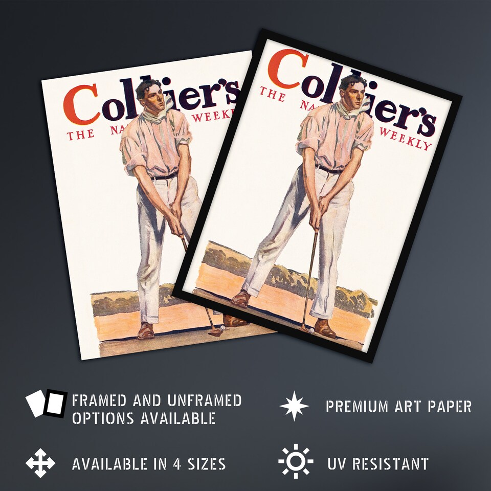 image 1 of Vintage Magazine Cover Golfer Wall Art Print Edward Penfield 18x24"