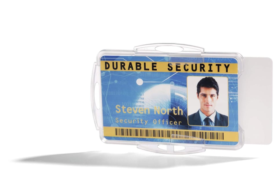 image 1 of Durable DUO 2 Card Security Pass ID Badge Holders for Lanyards | 10 Pack | Clear