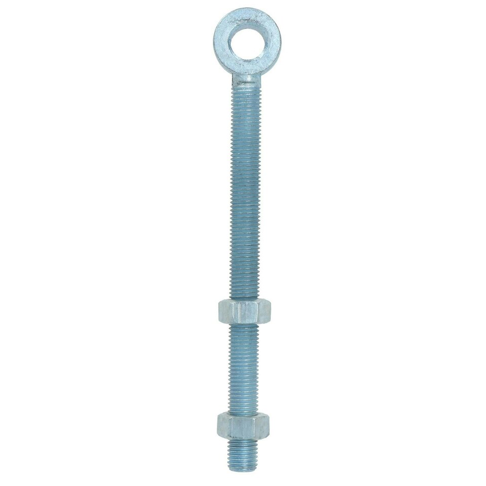image 1 of Swing Gate Long Eye Bolts Hinge + Nuts Adjustable Zinc Plated 16 x 150mm 1pc | Silver