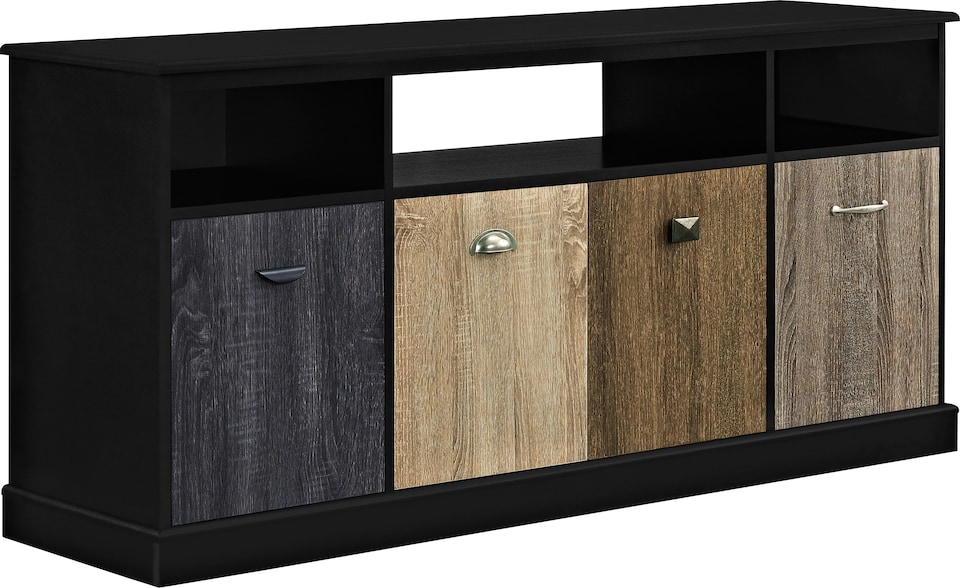 image 1 of Mercer TV Console with 4 Doors Multicolour/Black | Black | Black | One Size | 63