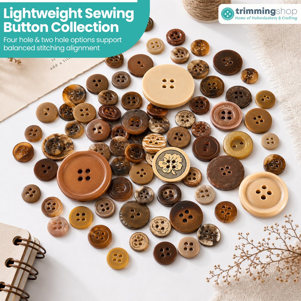 image 1 of 100g Round Resin Button, Assorted Sizes - 2 & 4 Holes