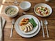 image 4 of Reactive Cream Glaze Dinner Set Plates Bowls 12pc Set