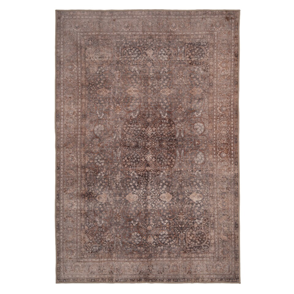image 1 of Traditional Design Cotton Chenille Rug Beige Machine Washable 160cm x 230cm
