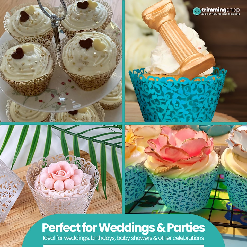 image 1 of Cupcake Wrappers Laser Cut Floral Design Paper Cup Holders - 25pcs