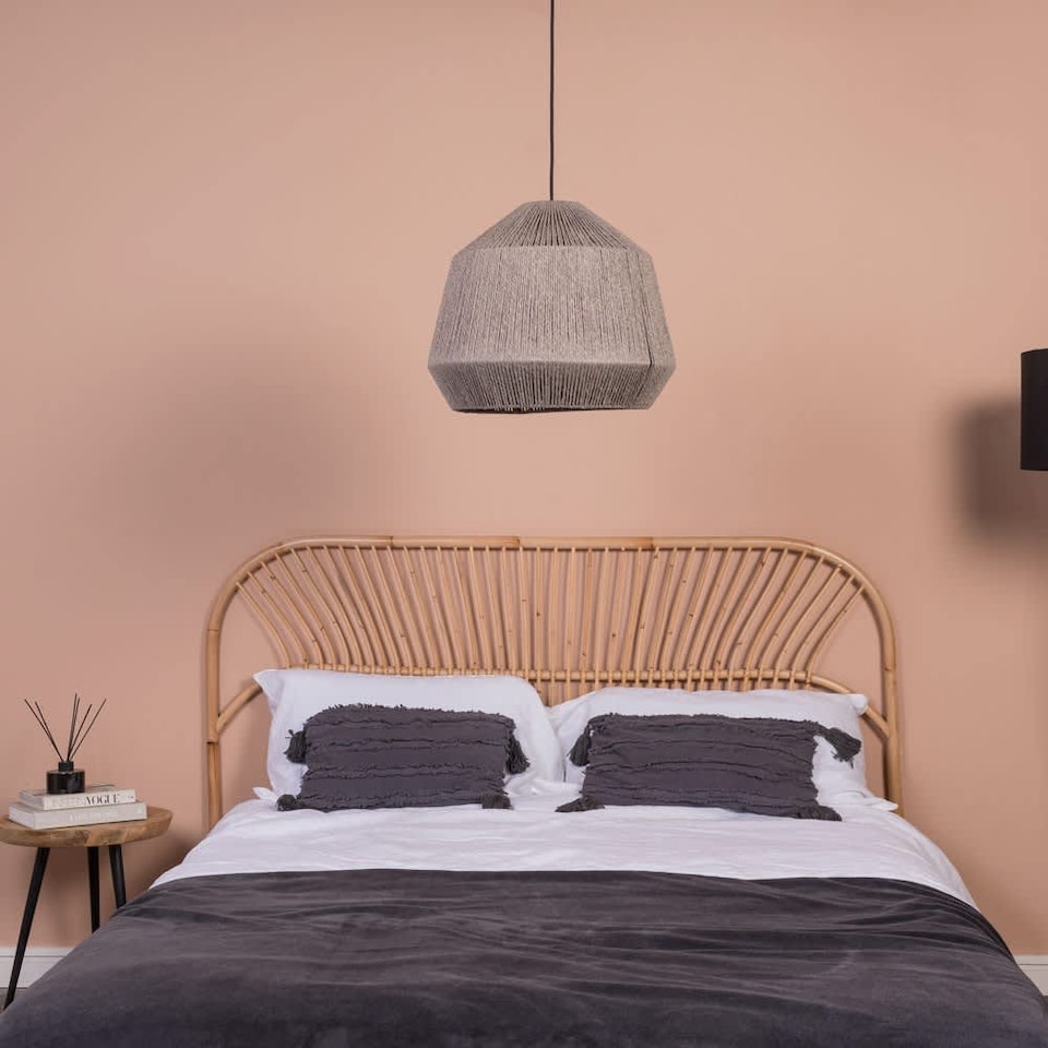 image 1 of ValueLights Riad Fabric Natural Grey Taper Ceiling Shade & Bulb | Grey