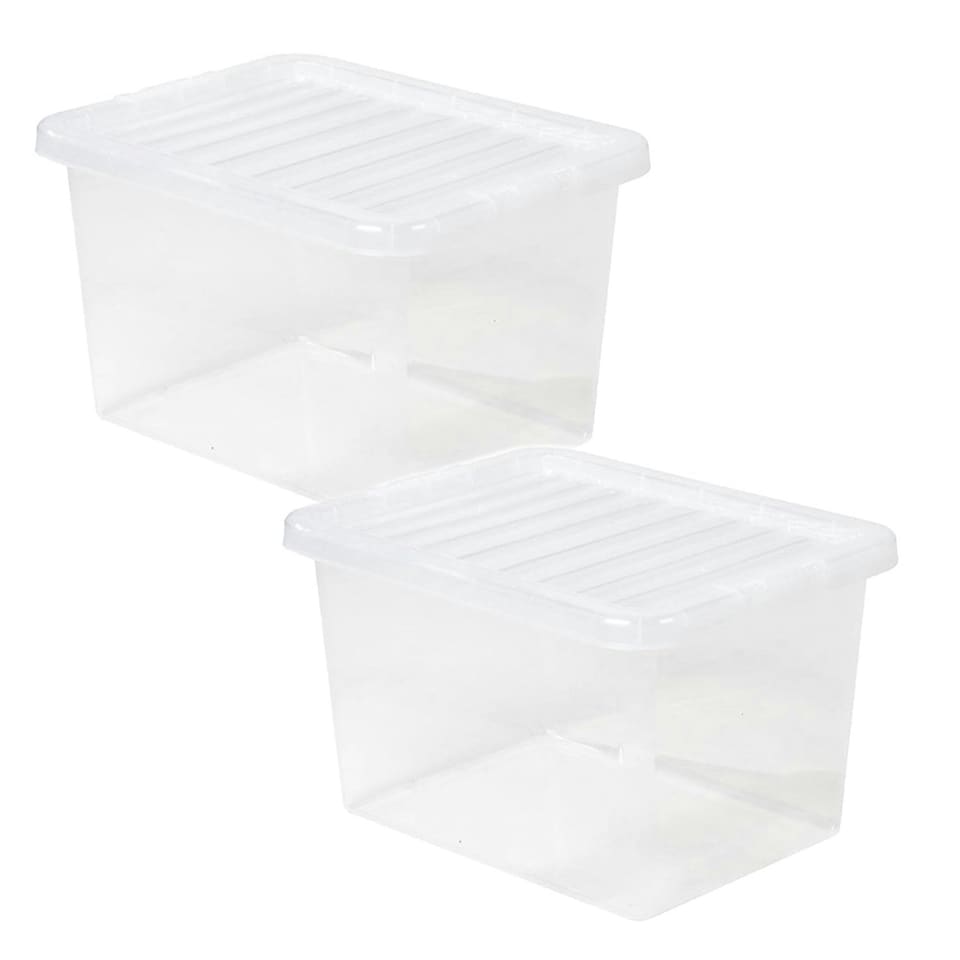image 1 of 1 x 20 Litre Clear Plastic Storage Container With Lid Ideal For Home & Office Use Clear