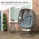 image 3 of Outsunny Swivel Egg Chair with Cushions, Foldable Basket Seat and Metal Frame, Indoor Outdoor Lounge Chair for Balcony, Patio and Living Room, Grey | Grey | Grey