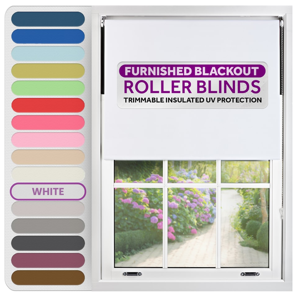 image 1 of Blackout Roller Blind 165cm Wide x 210cm Long | White | White