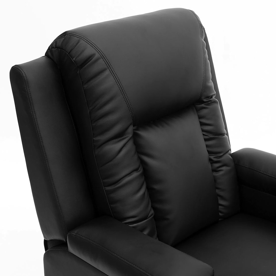 image 1 of Oscar Pushback Recliner Bonded Leather w Cupholders Chair | Black | Black | One Size