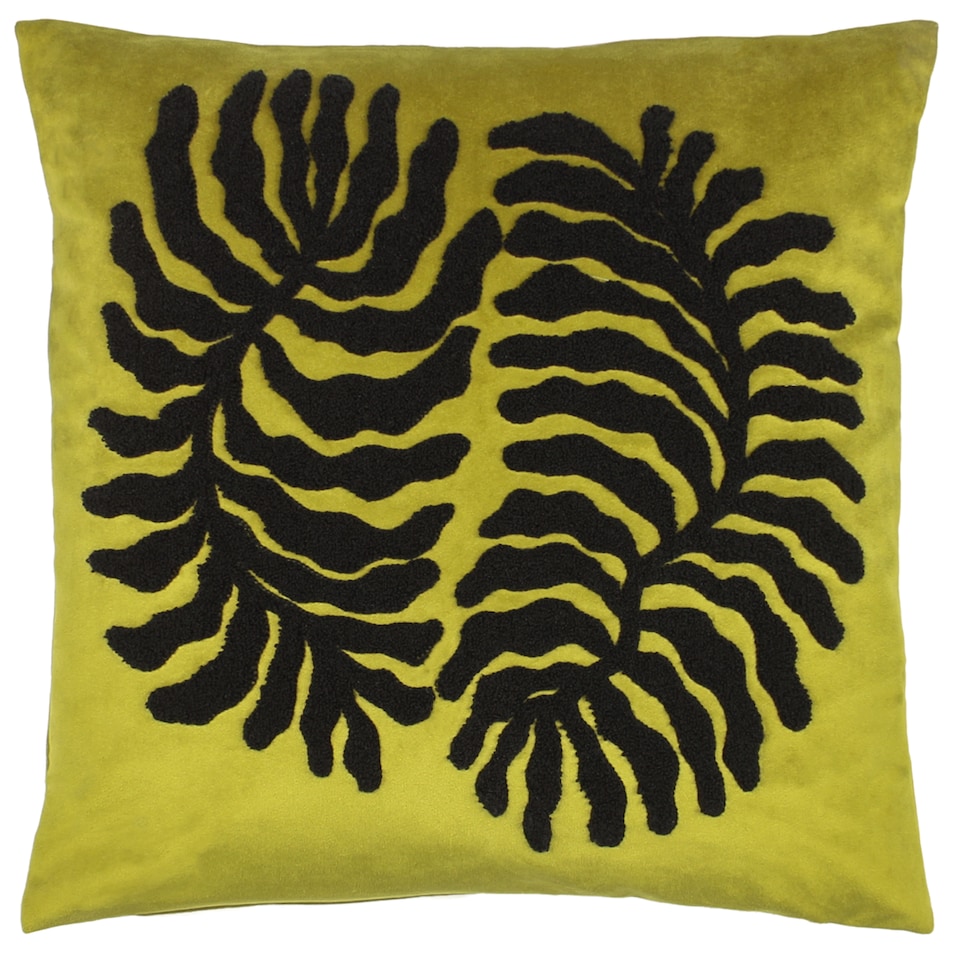 image 1 of Furn Maldive Botanical Velvet Tufted Cushion, Moss, 45 x 45cm