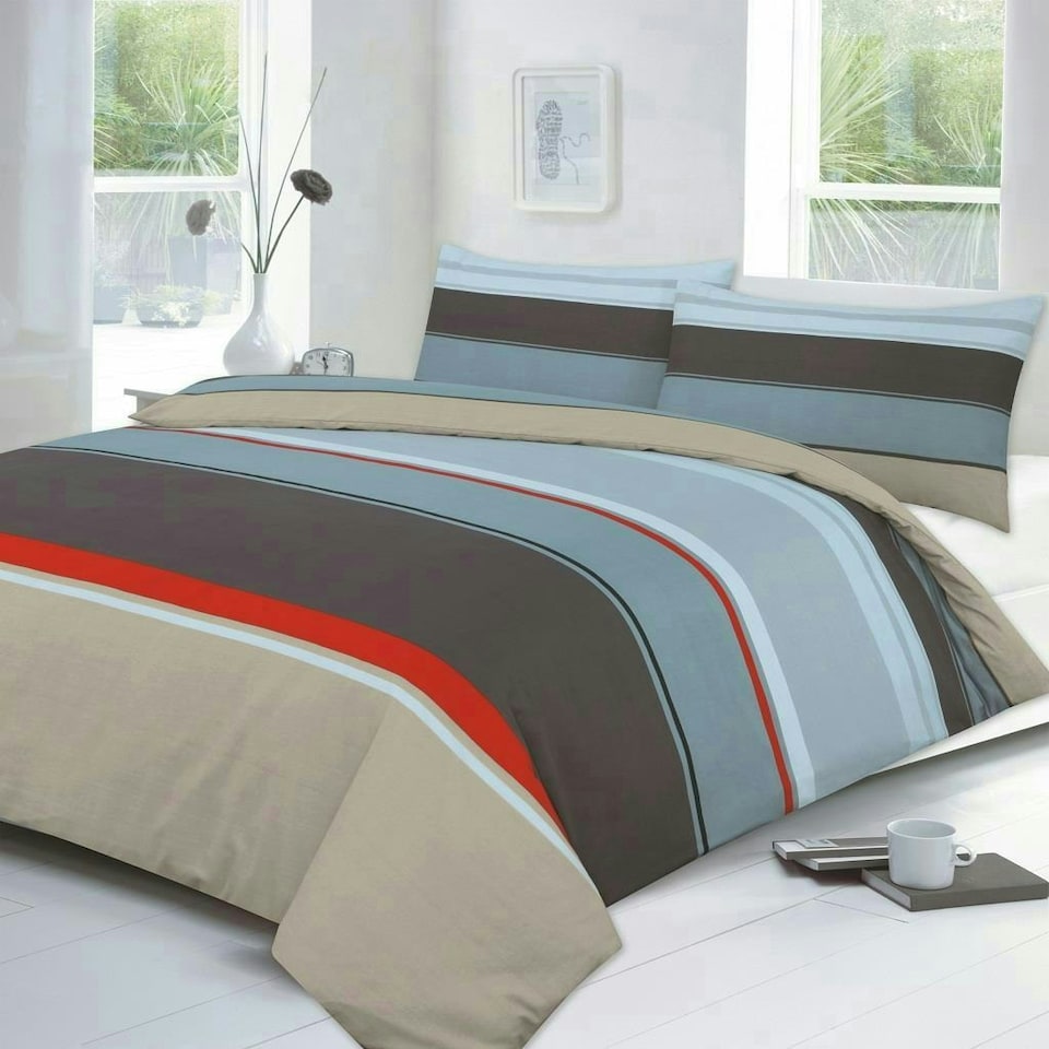 image 1 of Carter Striped Duvet Cover Set - King - Brown