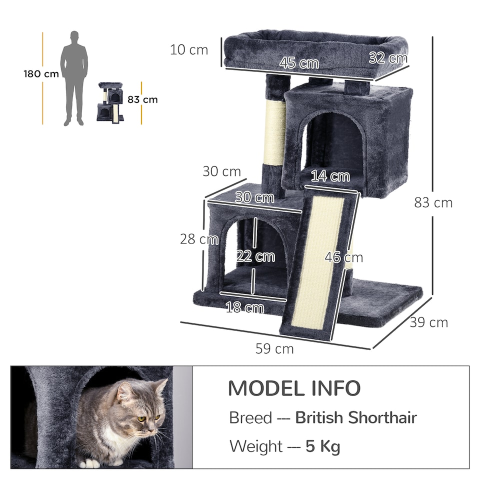 image 1 of PawHut Cat Tree 81cm Indoor Cat Scratching Post Kitten Tower