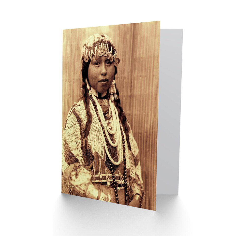 image 1 of Photo Portrait Curtis Native American Wishham Bride Greetings Card
