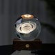 image 5 of Gingko Design Amber Crystal Light 3D Saturn with Wooden Walnut Base - Large | Multi