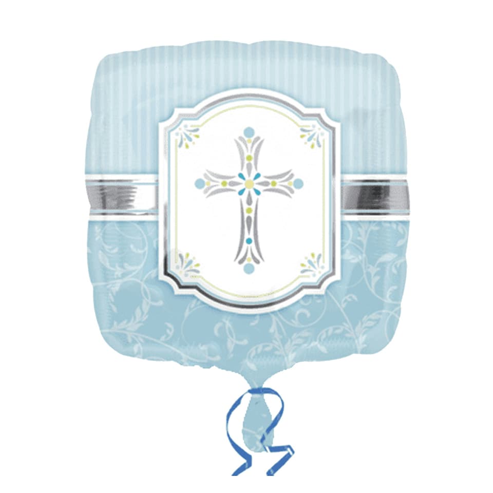Amscan 18 Inch Boys/Girls Communion Blessings Square Foil Balloon - Blue - One Size