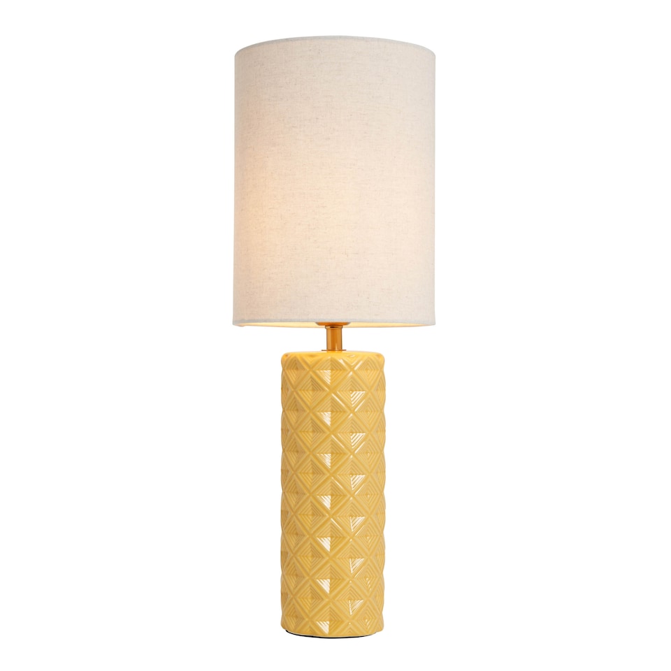 image 1 of BHS Halden Tall Ceramic Table Lamp, Yellow