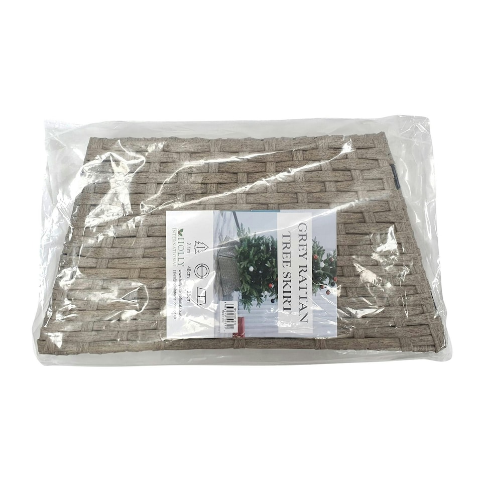 image 1 of Holly International Grey Rattan Folding Christmas Tree Skirt Collar