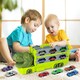 image 4 of Portable Dinosaur Race Track Truck Toy Car Transport Carrier Play Set with 6 Racing Cars – Educational and Storage Toy for Kids
