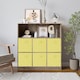 image 2 of Wide 7-Cube Bookcase With Drawers | Brown | Anthracite Oak & Yellow | 1