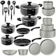 image 1 of Dinnerware Set for 6 People with Plates, Bowls, Utensils, Pots and Pans | Grey | grey/black | 39 pc | 1