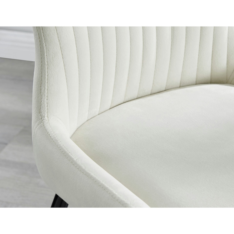 image 1 of Furniturebox 2x Nora Cream Velvet Black Leg Dining Chairs