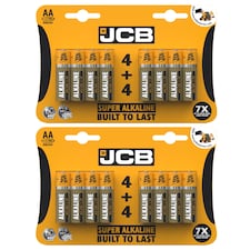 2x JCB AA Super Alkaline Batteries - Pack of 4+4 | Multi | AA | 8