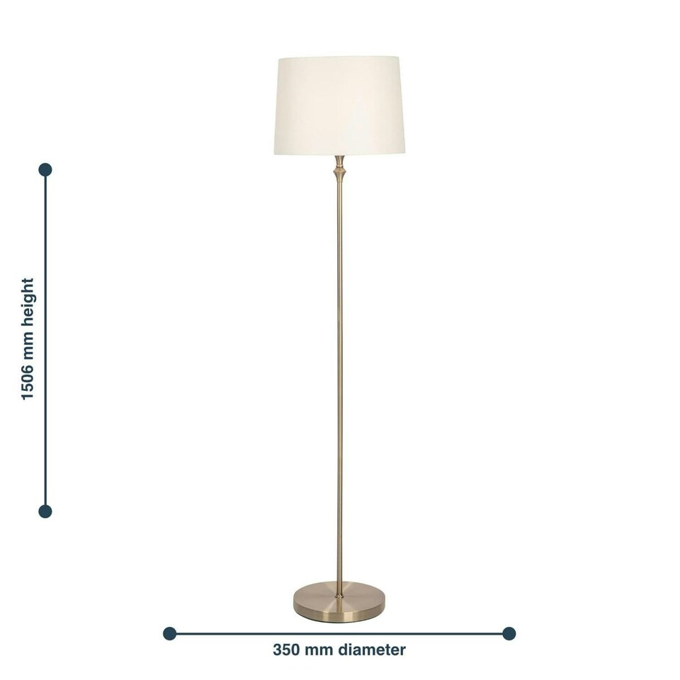 image 1 of First Choice Lighting Antique Brass Floor Lamp with Cream Shade Bronze | Cream