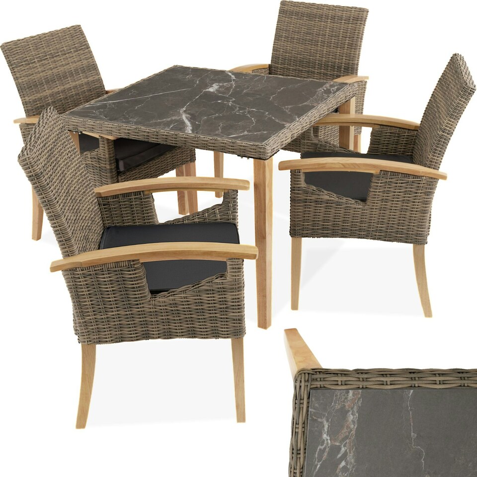 image 1 of Garden Table and Chairs - Tarent dining table and 4 Rosarno chairs - Nature