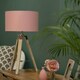 image 2 of ValueLights Clipper Light Brown Tripod Table Lamp Medium Pink Shade