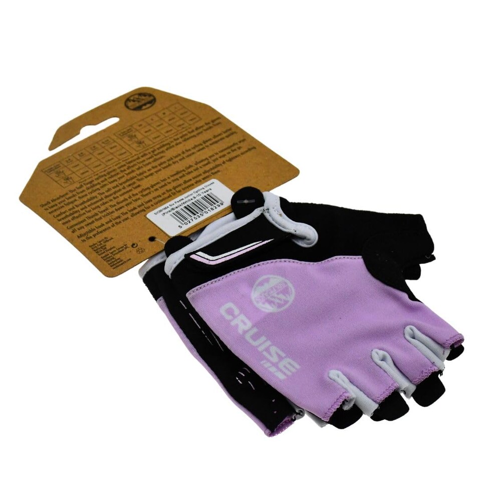 image 1 of Six Peaks Kids Cycling Gloves, Half Finger, Lightweight, Breathable, Padded Anti Slip Biking Glove, Pink, 7-8 Years