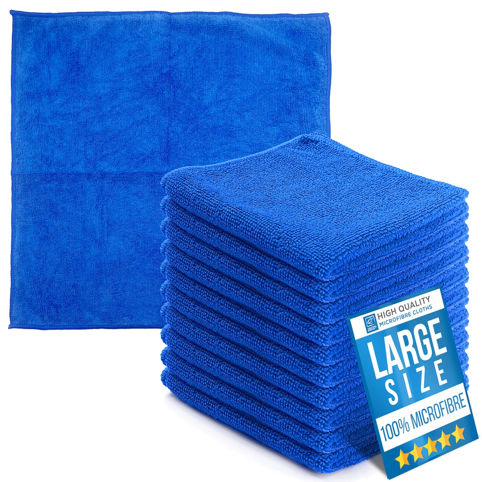 image 1 of Microfibre Cleaning Cloth 40x40cm Super Absorbent Lint Free Microfiber Cloths Cleaning for Home, Kitchen, Mirrors, Car - Pack of 10