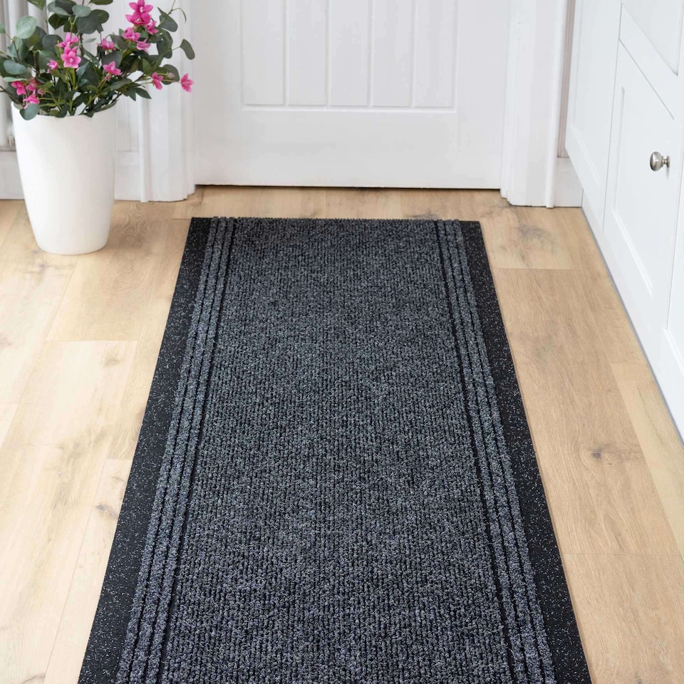 image 1 of kukoon 3ft - 39ft Long Dark Grey Hallway Runner Rug Stair Carpet Mat 60cm x 183cm