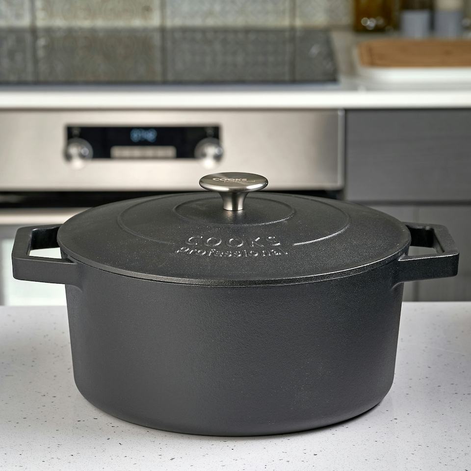 image 1 of Cooks Professional Casserole Dish 26cm – Ovenproof Pan with Lid | Black | Matt Black
