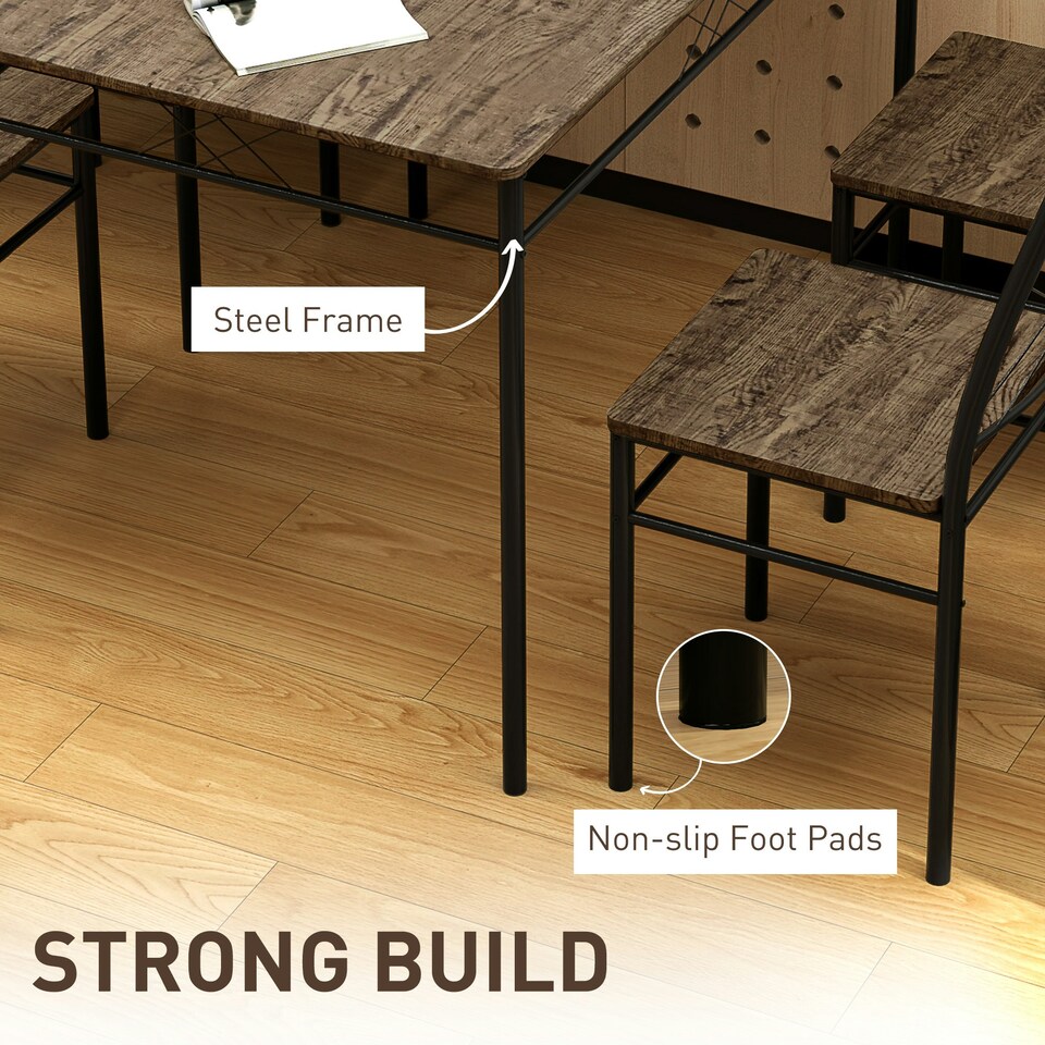 image 1 of HOMCOM 5 Piece Dining Table and Chairs Set, Space Saving, Oak Yellow