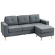 image 1 of HOMCOM 3-Seater L-Shaped Linen Sofa w/ Sponge Seat Back Cushions, Dark Grey Black