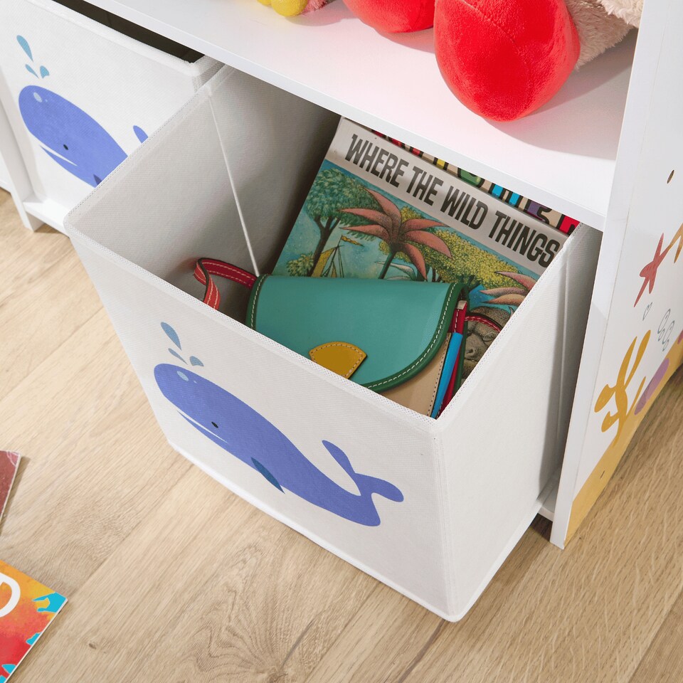 image 1 of Kids Storage Toy Bookshelf Organiser Drawer Two Storage Boxes Shelves