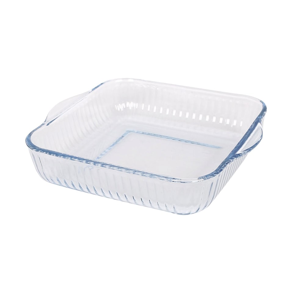 image 1 of Argon Tableware Optical Square Glass Oven Dish - 24cm x 21cm | Clear | Clear | 24cm x 21cm