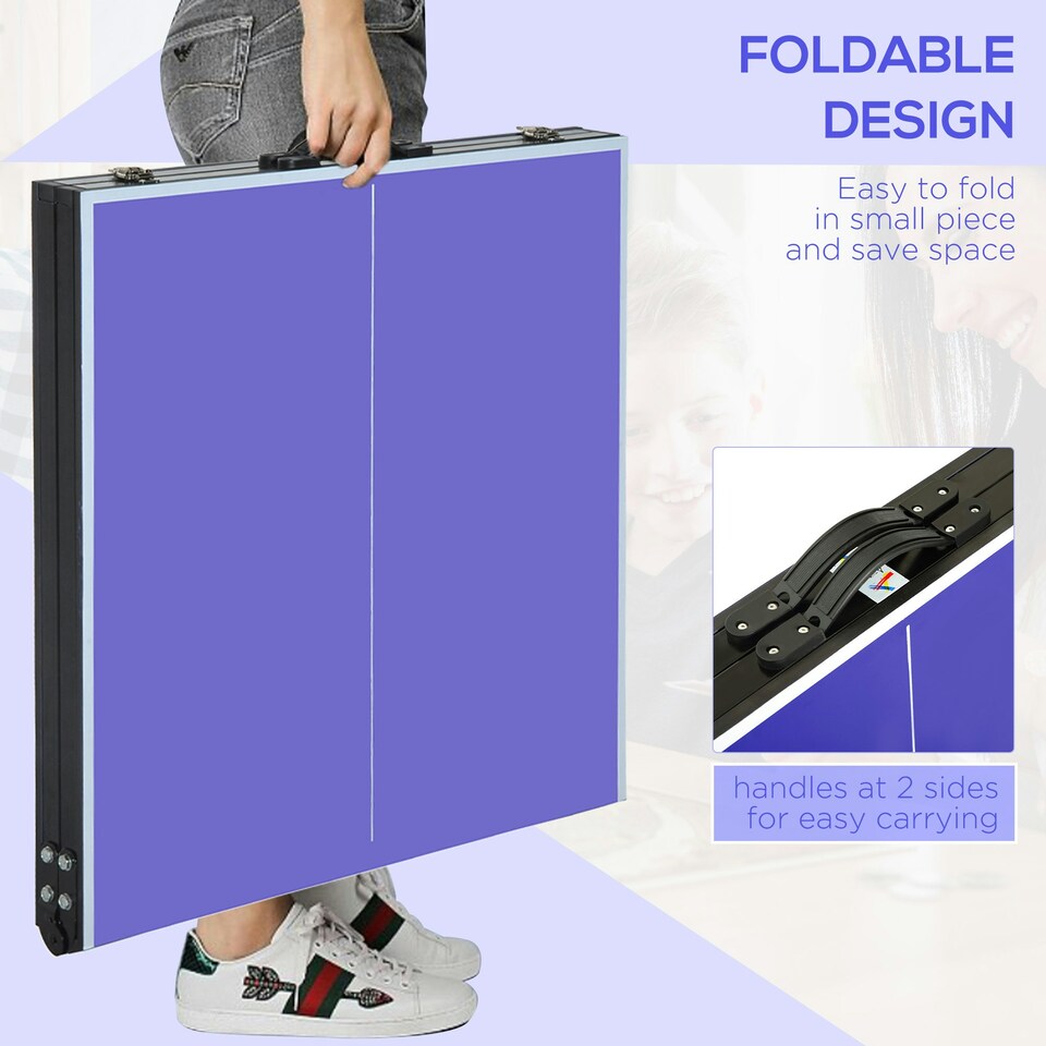 image 1 of HOMCOM Folding Mini Table Tennis Portable Ping Pong Set Games Play Sport