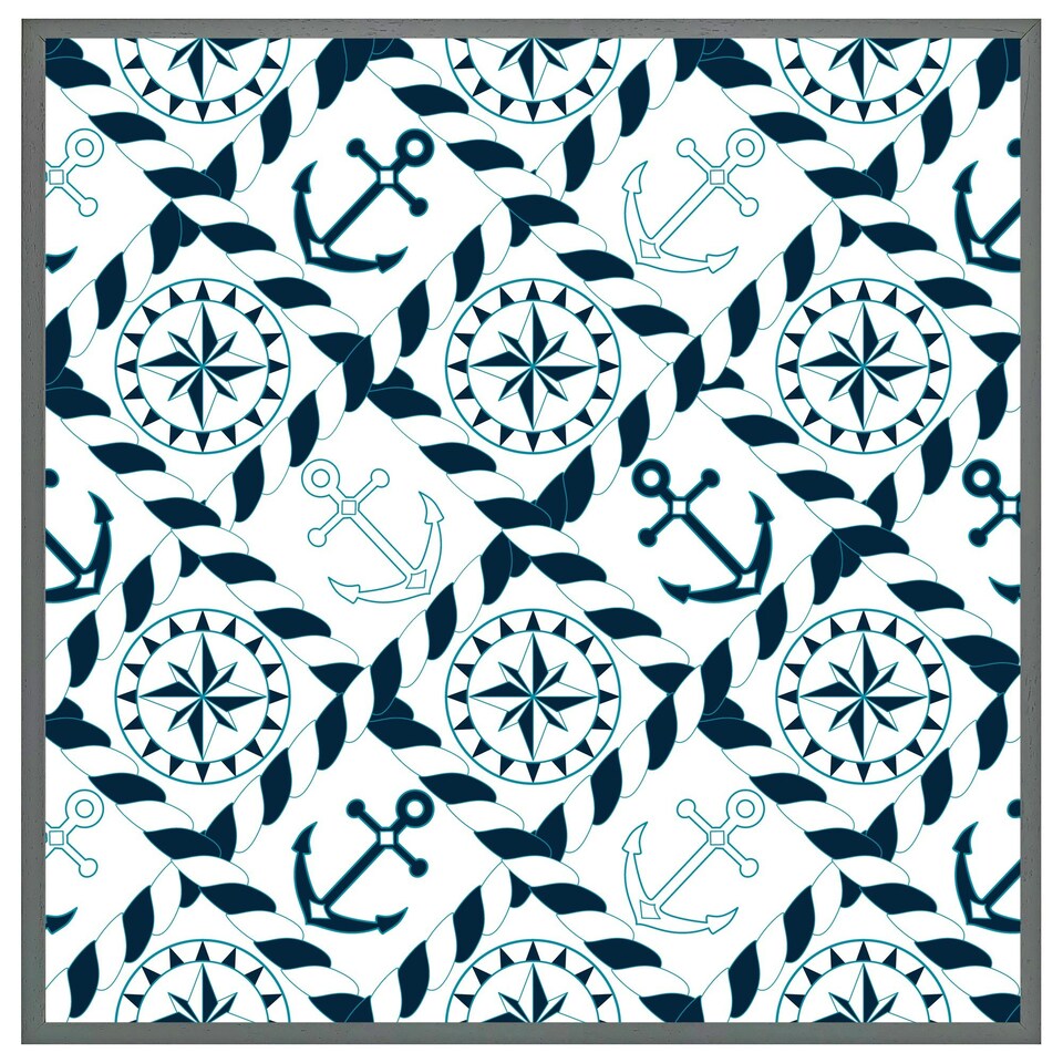 image 1 of Blue nautical elements (Picture Frame) Grey | M