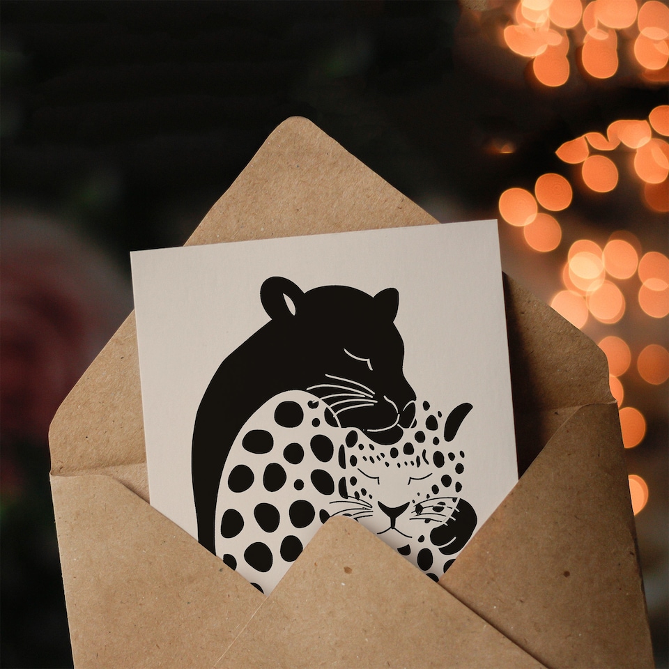 image 1 of Greeting Card Panther and Leopard Abstract Minimalism Animals