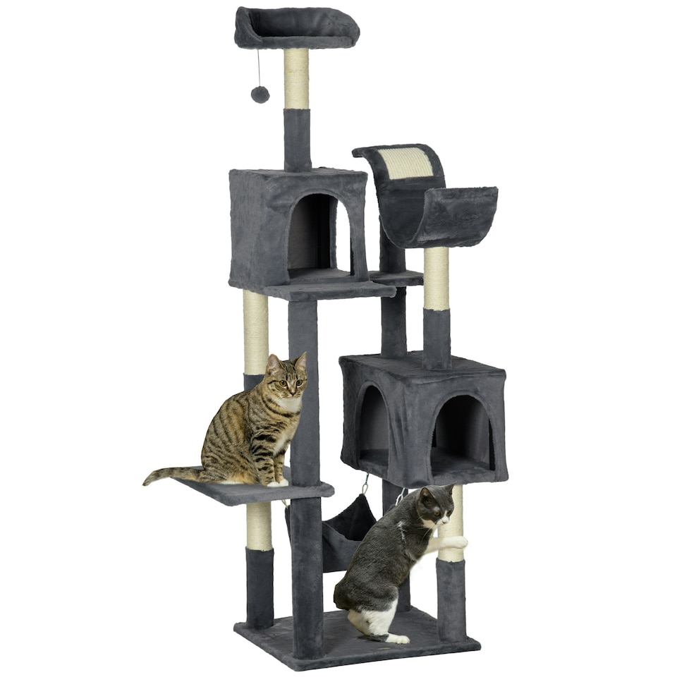 image 1 of PawHut 177cm Cat Tree for Indoor Cats, Modern Cat Tower Dark Grey