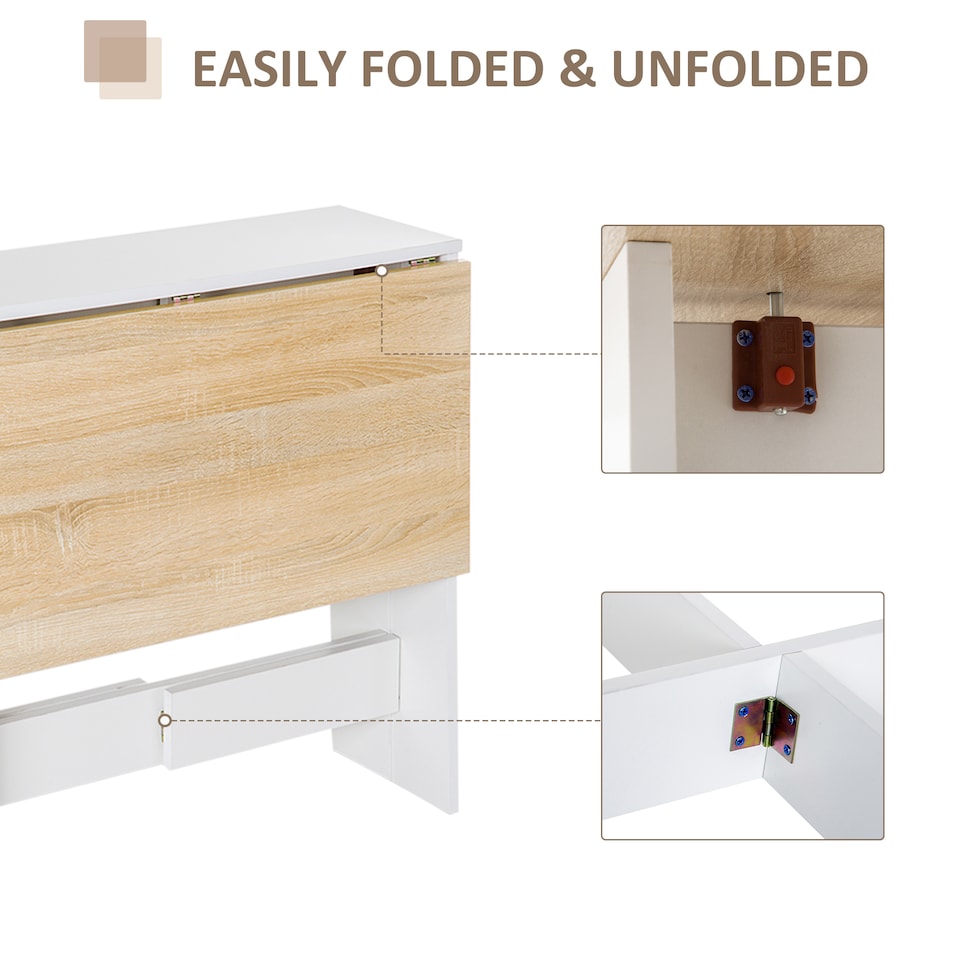 image 1 of HOMCOM Wooden Folding Dining Table Writing Desk Oak, White Home Office