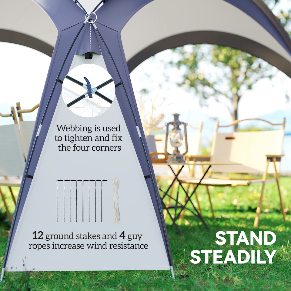 image 1 of Outsunny Outdoor Gazebo Event Dome Shelter Party Tent for Garden Cream and Blue