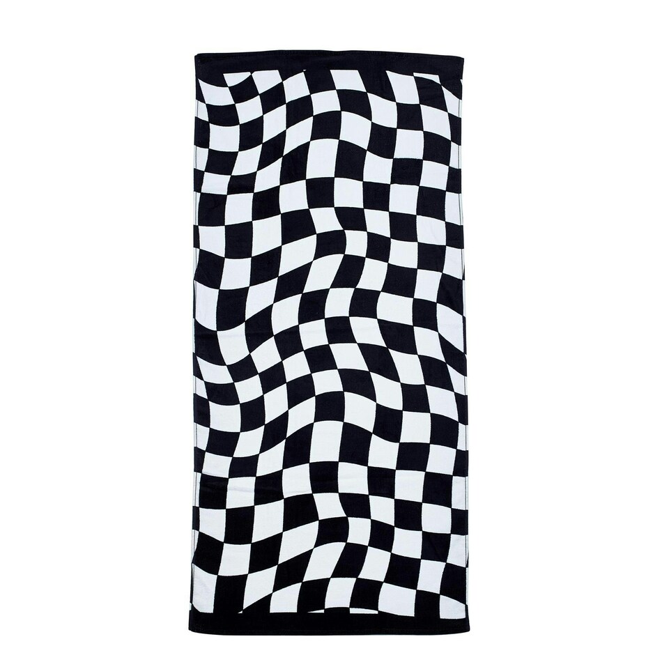image 1 of Catherine Lansfield Checkerboard Black Beach Towel | Black